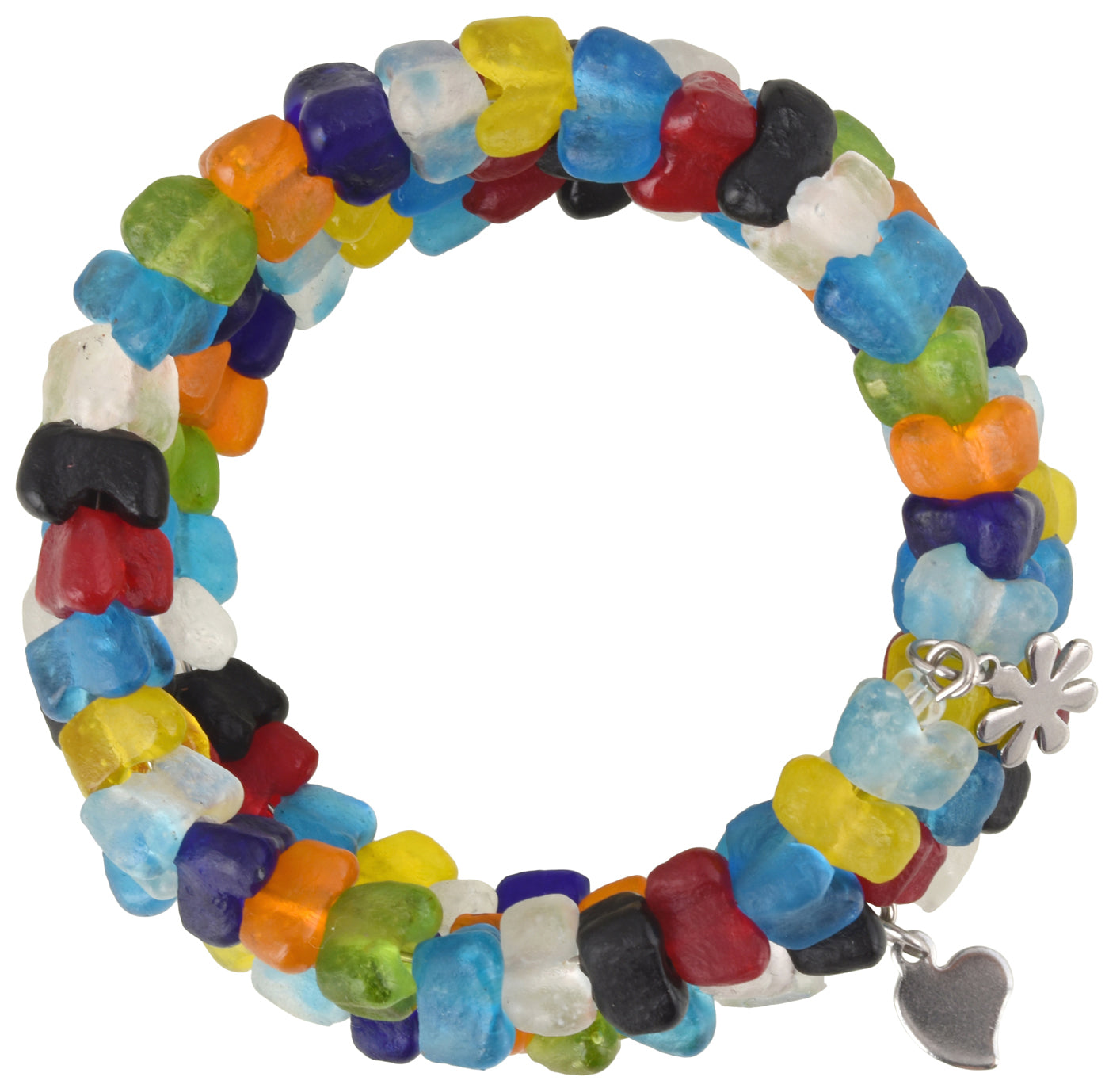 Handmade African Glass Trade Beads Wrap Bracelet Memory Wire Stainless Steel - alternate view