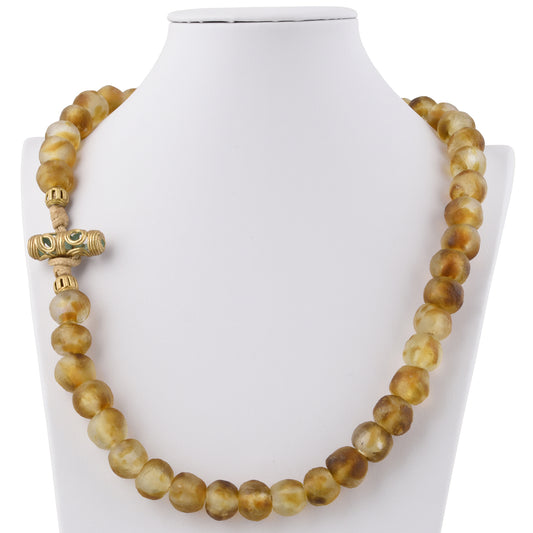 Golden Krobo & Ashanti Brass Beaded Necklace - Handmade Africa