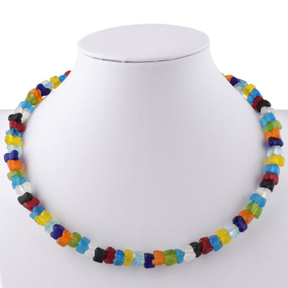 Rainbow Glass Beaded Choker – Handmade African Trade Jewelry