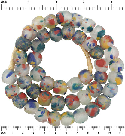 Translucent Krobo Glass Beads - 13Mm African Handmade In Ghana - close-up