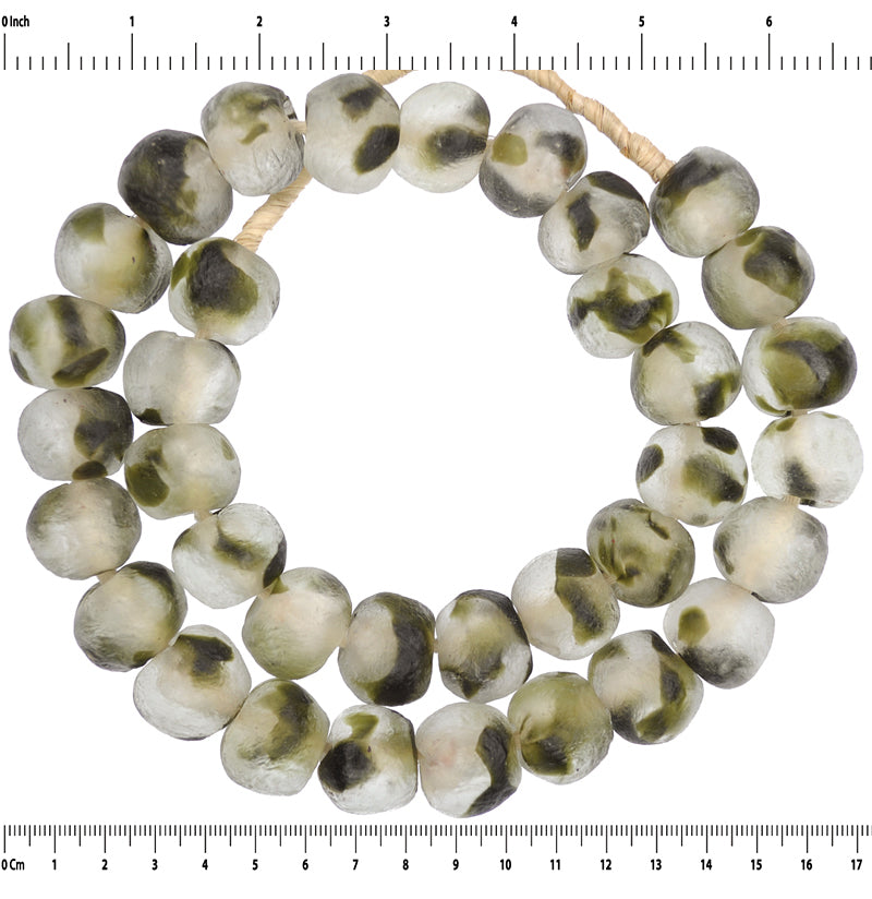 X-Large Multicolored Krobo Glass Beads - Ghana Trade Beads - close-up