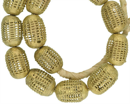 Large Handmade African Brass Beads From Ghana - close-up