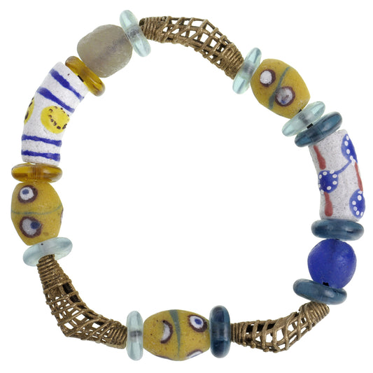 Handmade Beaded Bracelet - Glass & Brass Beads From Ghana - product focus
