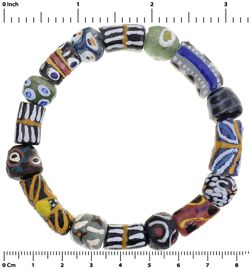 New Recycled Glass Beads African Powder Glass Trade Beads Krobo Ghana Bracelet - alternate view