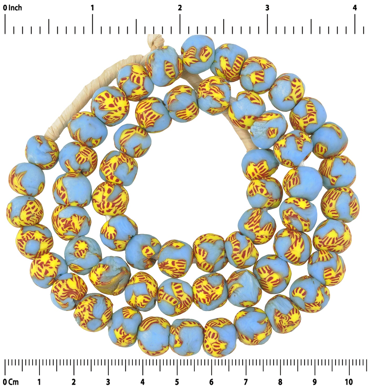 Handmade African Trade Beads - Fused Recycled Glass Krobo Beads - zoomed-in detail