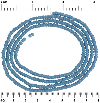 Vintage Blue Old Venetian Seed Beads Strand • Tiny 2–3 mm Trade Beads