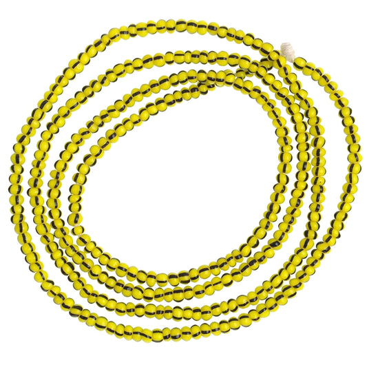 Tiny Vintage Striped Yellow 3 mm Venetian Seed Glass Trade Beads Strand