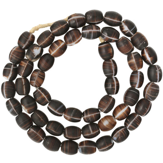 Old Czech "Coffee Bean" Glass Trade Beads - Vintage Bohemian Beads