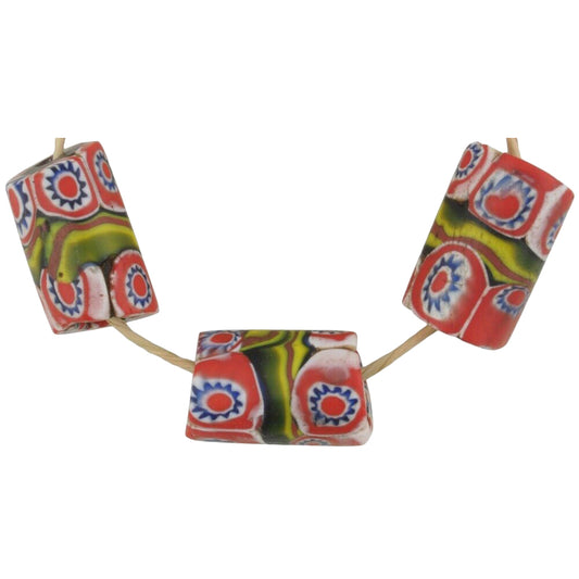 Rare Antique Banded Venetian Millefiori African Trade Beads - cropped detail