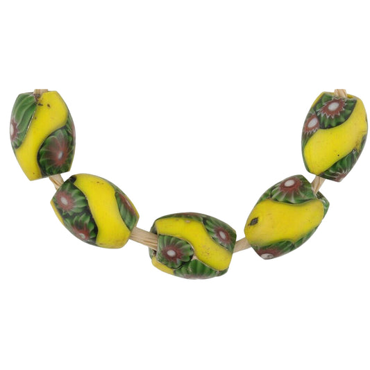 Antique Oval Venetian Millefiori African Trade Beads - horror scene artwork
