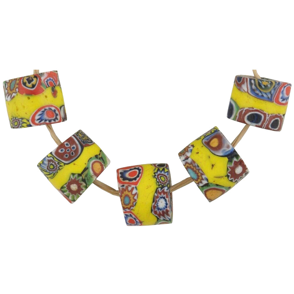 Rare Banded Multimurrine Antique Venetian Millefiori Beads