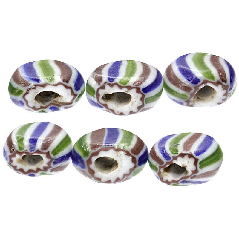 Old Tabular 4 Layers Chevron Venetian Glass Beads West African Trade Beads Ghana