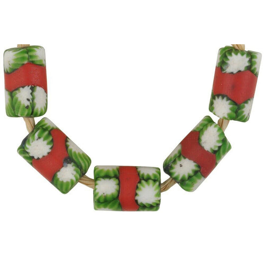 Old Red Banded Venetian Millefiori Mosaic African Trade Beads