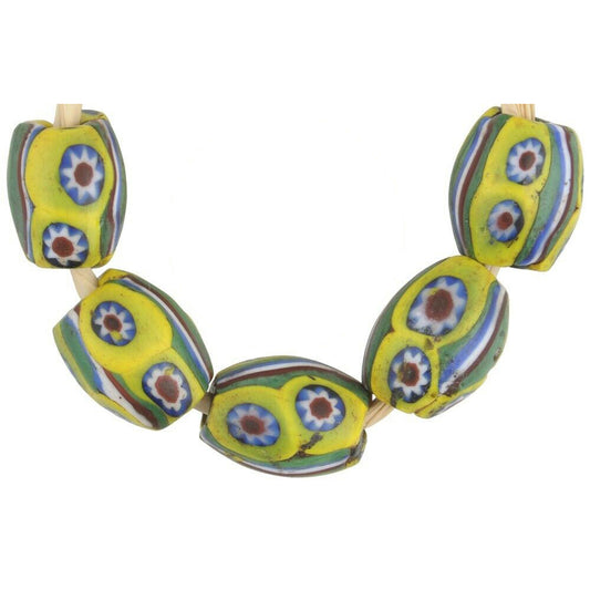Rare Antique African Trade Beads: Oval Millefiori Mosaic Beads