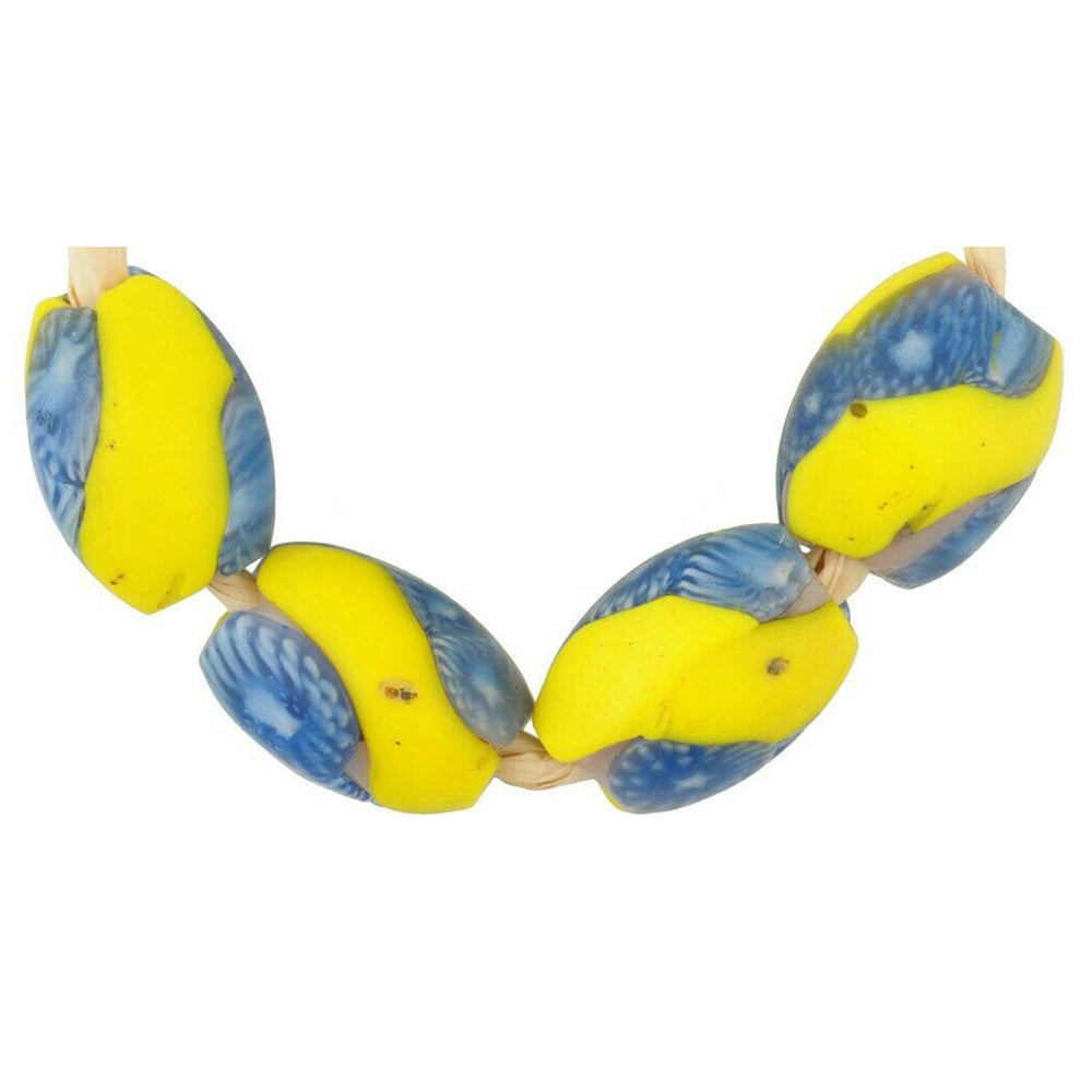 African Trade Beads Antique Oval Millefiori Venetian Glass Beads Rare Old Mosaic