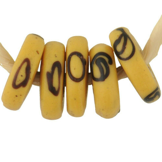 Rare African Trade Beads Large Zen Old Venetian Glass Beads Disks Spacers Yellow