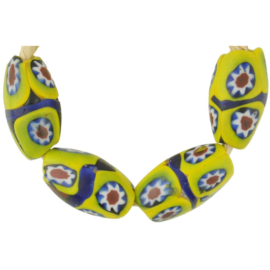 Antique Banded Oval Millefiori African Trade Beads - 17Mm