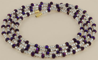 Screw Clasp Purple & Silver Handmade Waist Beads – African Body Jewelry