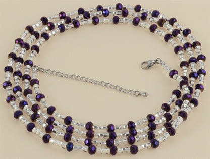 Extension Chain Purple & Silver Handmade Waist Beads – African Body Jewelry