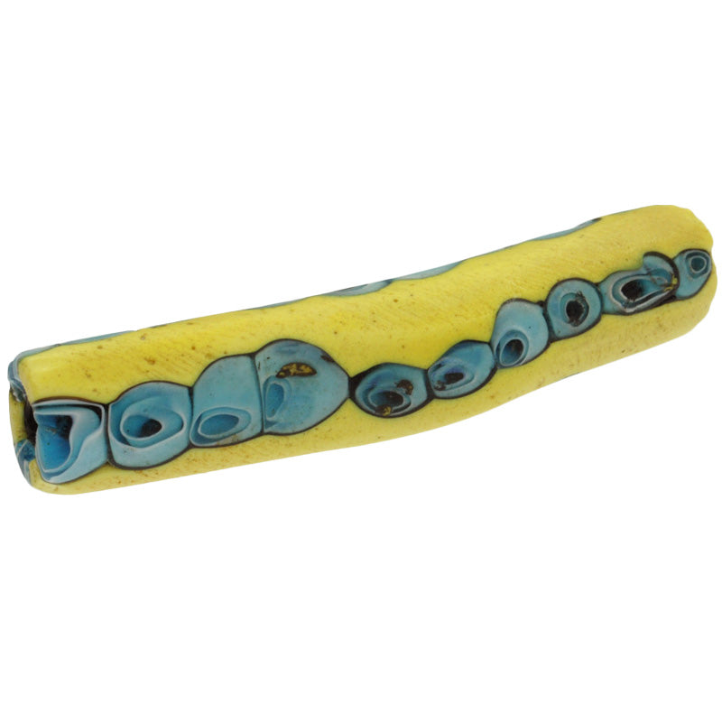 Antique Venetian Elbow Millefiori African Trade Bead, 75X13Mm Mosaic Glass