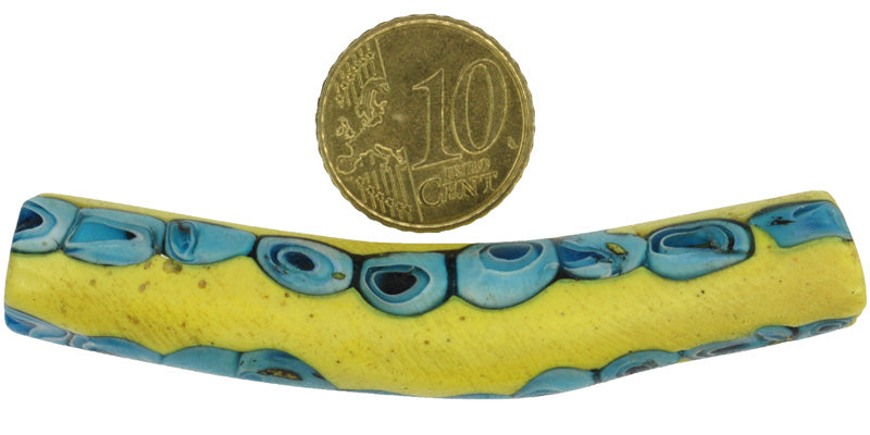 Antique Venetian Elbow Millefiori African Trade Bead, 75X13Mm Mosaic Glass - alternate view