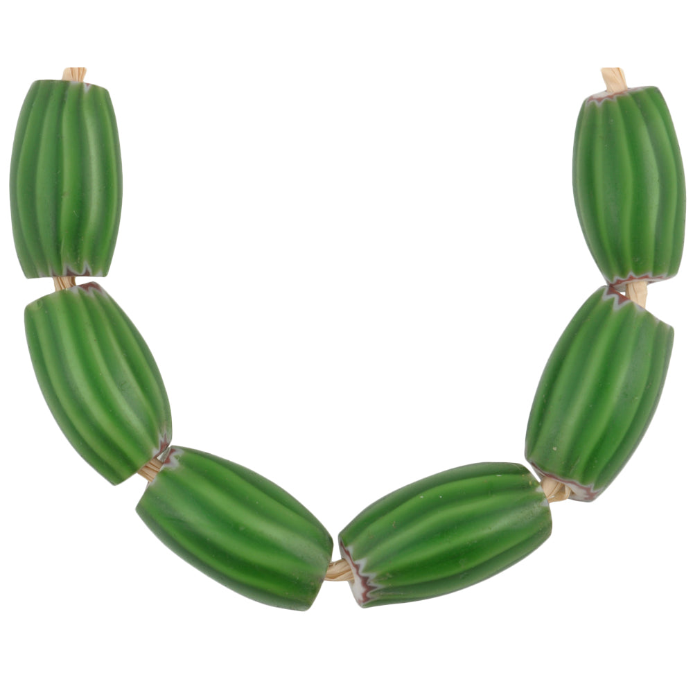 Large Green 4 Layer Chevron Beads | Antique Venetian Trade Set
