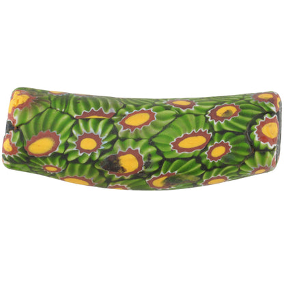 Antique Large Elbow Millefiori Venetian Mosaic Glass Trade Bead, 56X18Mm - horror scene artwork