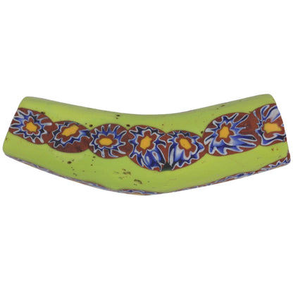 Rare Large Elbow Antique Venetian Millefiori Mosaic Glass Trade Bead