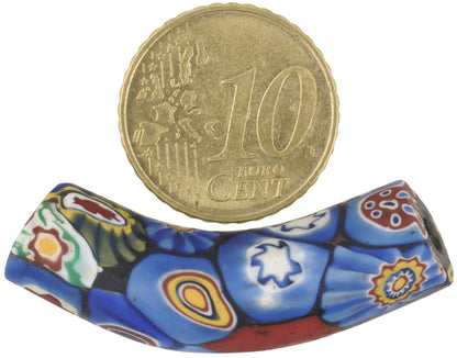 Rare Antique Venetian Elbow Millefiori Mosaic Trade Bead 39Mm - zoomed-in detail