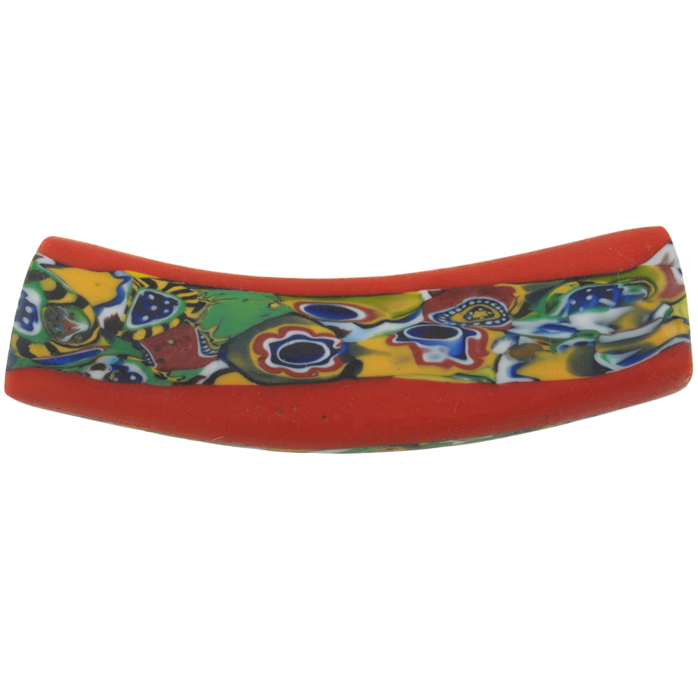 Rare Antique Large Elbow Venetian Millefiori Mosaic Trade Bead - 55Mm