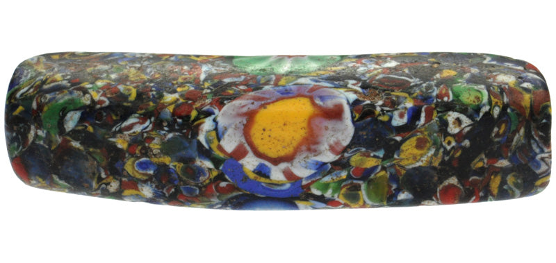 Rare Large Antique Millefiori Venetian Mosaic Glass Trade Bead, 49Mm, African Trade - close-up