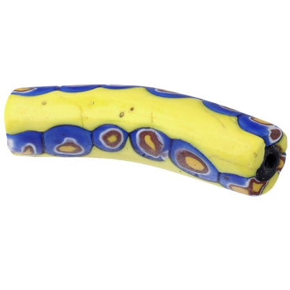 Antique Large Elbow Millefiori Venetian Mosaic Glass Trade Bead 50X13Mm