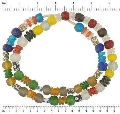 Authentic Krobo Glass Beads - African Trade Beads From Ghana - zoomed-in detail