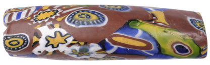 Rare Antique Elbow Multimurrine Millefiori Venetian Mosaic African Trade Bead - zoomed-in detail