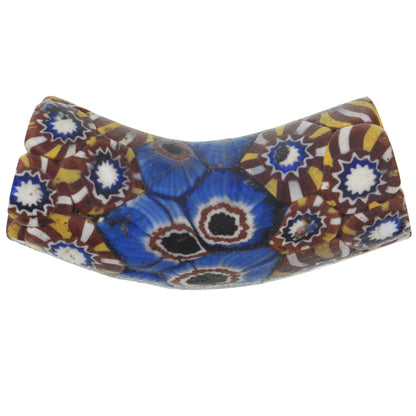 Rare Antique Elbow Millefiori Venetian Mosaic Glass Trade Bead - 35X13Mm