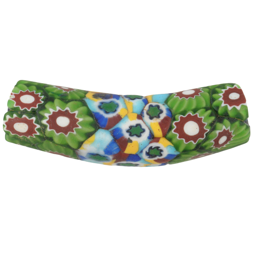 Rare Antique Venetian Elbow Millefiori Mosaic Trade Bead - 38X11Mm