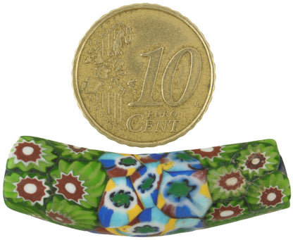 Rare Antique Venetian Elbow Millefiori Mosaic Trade Bead - 38X11Mm - alternate view