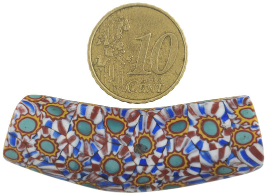 Antique Large Elbow Venetian Millefiori Mosaic Glass Trade Bead - Rare Find - alternate view