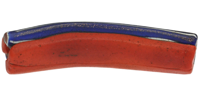 Rare Antique Red Elbow Millefiori Venetian Trade Bead, 58X14Mm - close-up