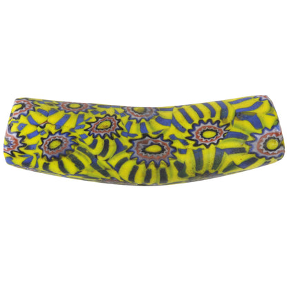 Antique Elbow Venetian Millefiori Mosaic Glass Trade Bead - 32X9Mm