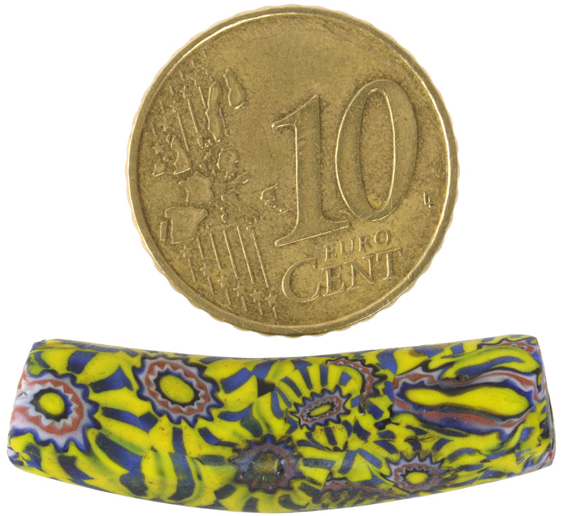 Antique Elbow Venetian Millefiori Mosaic Glass Trade Bead - 32X9Mm - alternate view