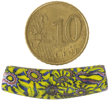 Antique Elbow Venetian Millefiori Mosaic Glass Trade Bead - 32X9Mm - alternate view