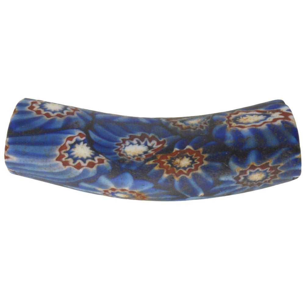 Antique Venetian Millefiori Mosaic Glass Elbow Trade Bead 29X9Mm - African Trade