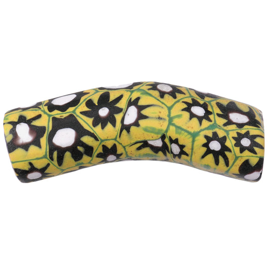 Antique Elbow Venetian Millefiori Mosaic Glass Trade Bead - 37X11Mm
